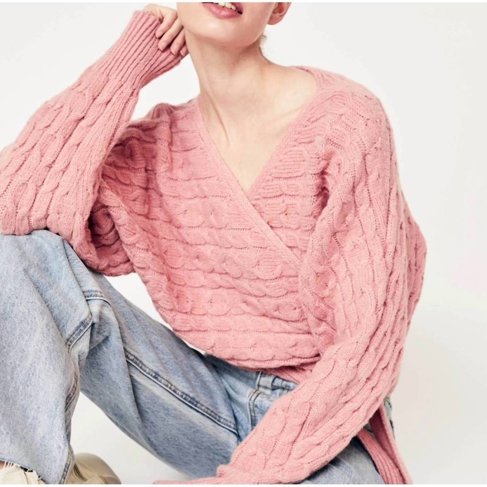 NEW DELUC donati wrap sweater in bapi (pink)